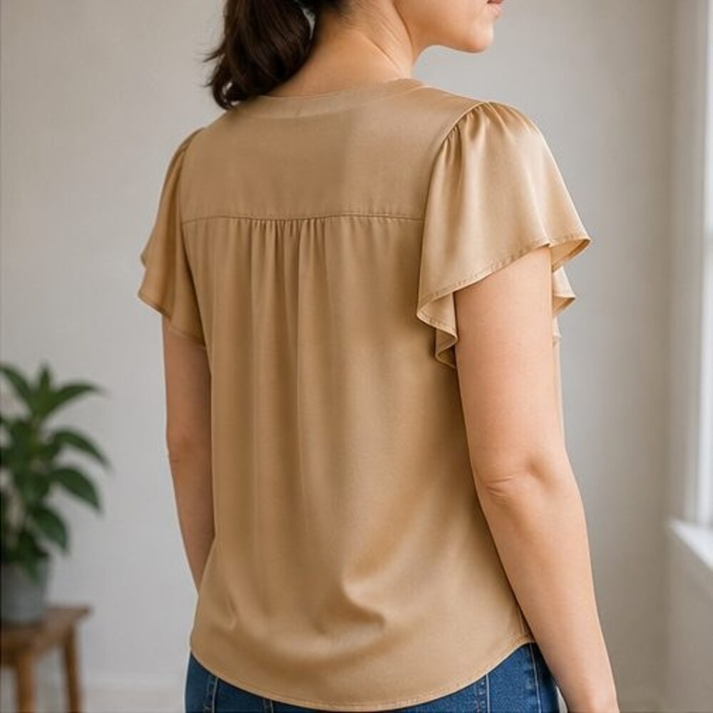 Camel V Neck Top - Picture 3 of 6